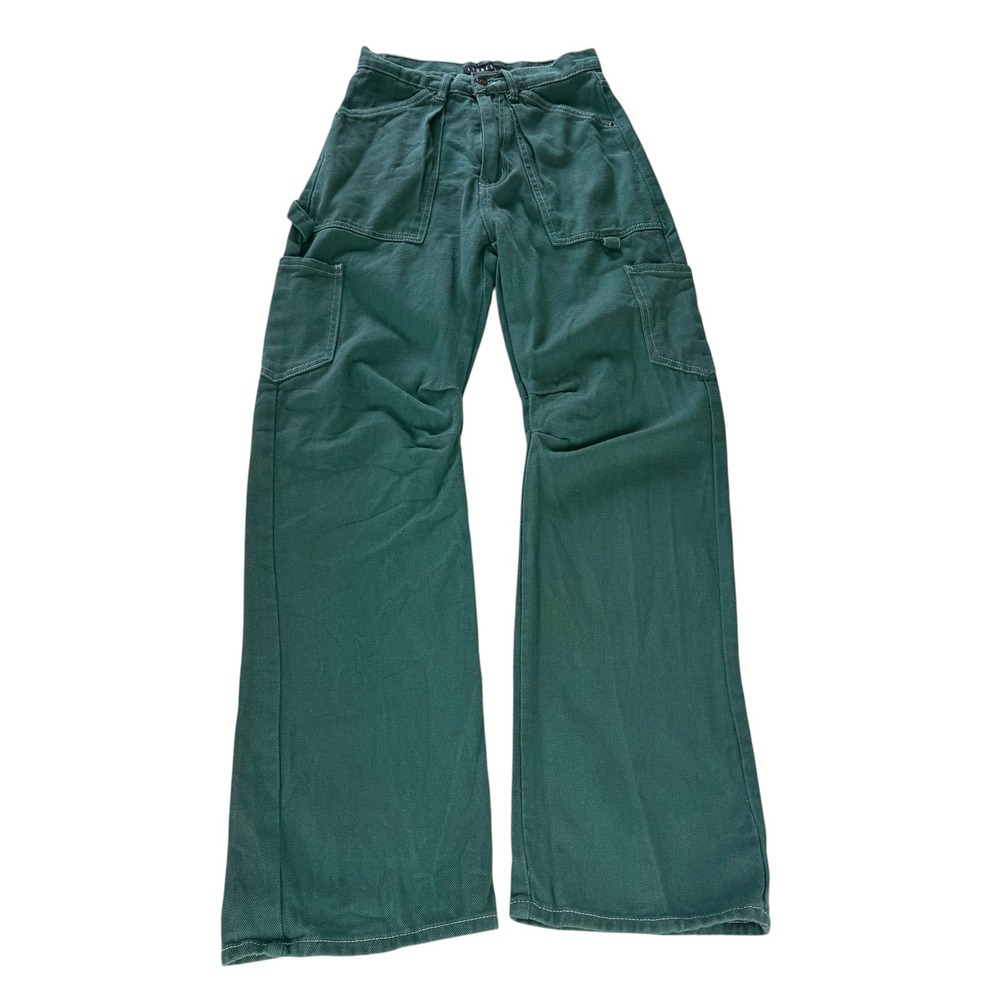 Lioness Miami Vice Green Contrast Stitch Cargo Barrel Leg Carpenter Pants XXS - Picture 4 of 12